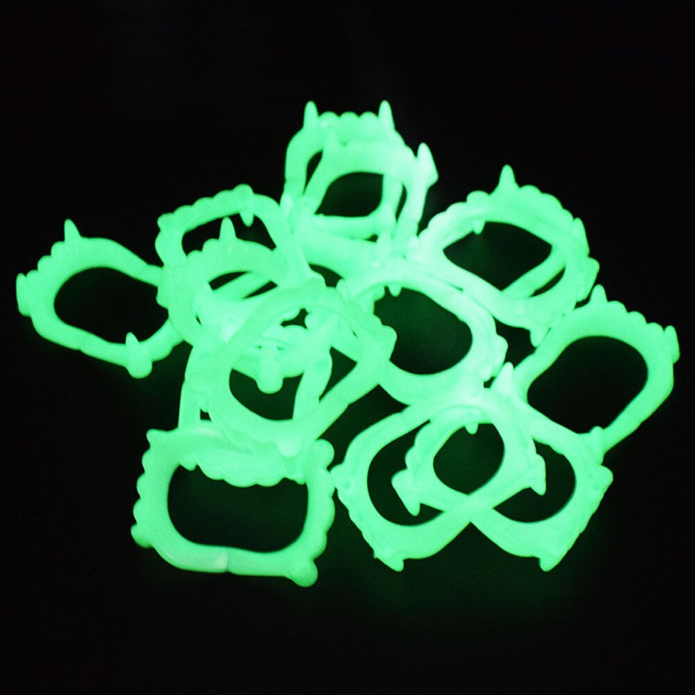 2Pcs Devil Tooth Fangs Halloween Decorative Vampire Luminous Dentures