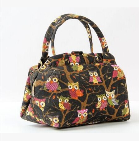 Lonchera de lona a la para mujer, bolsa con cierre Floral, portátil, para Picnic, trabajo escolar, bolsa de Almuerzo