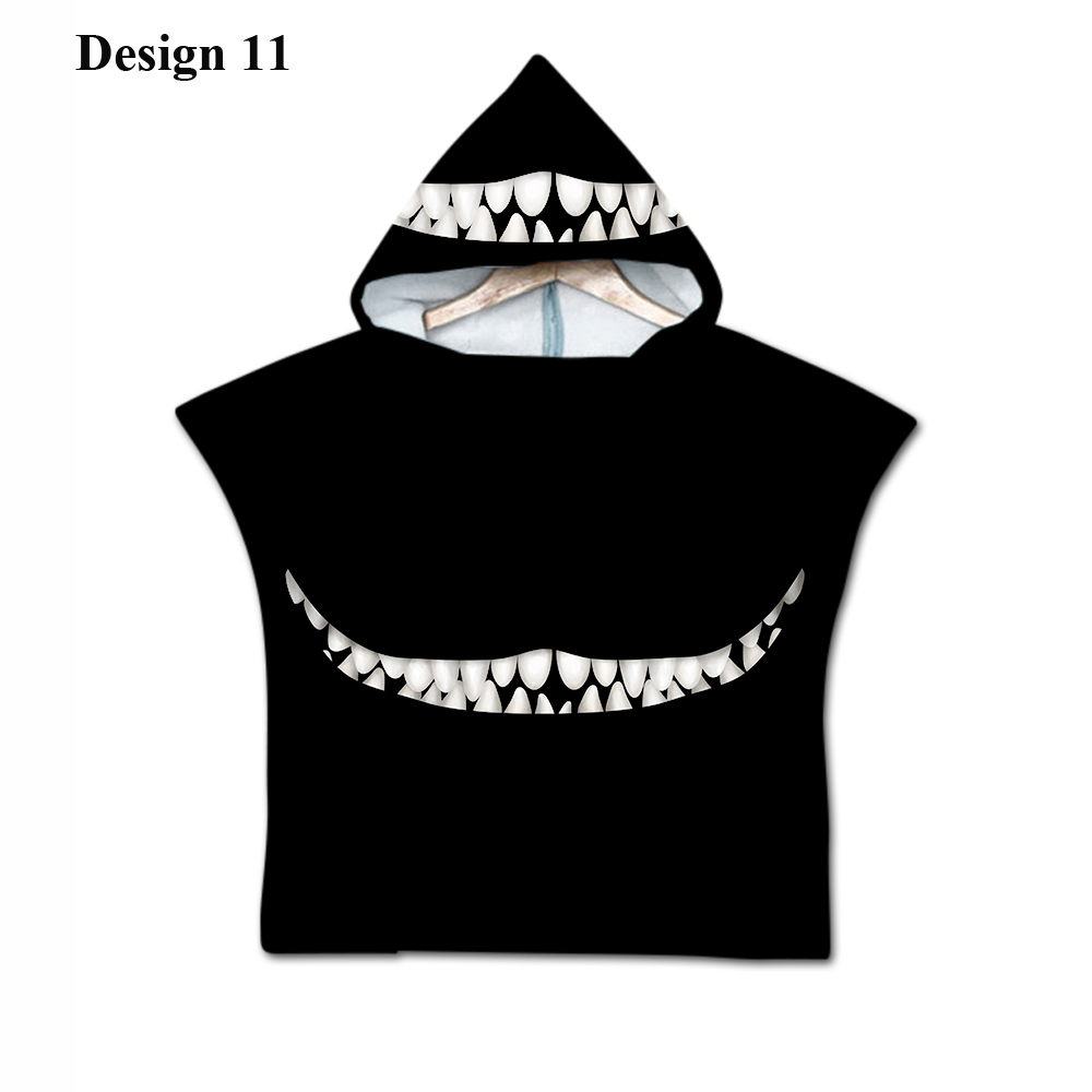 Gotisk cool halloween skræmmende kat skelet kranium baby børn børn hættehåndklæde pool bad strand poncho håndklæde kappe: Design 11