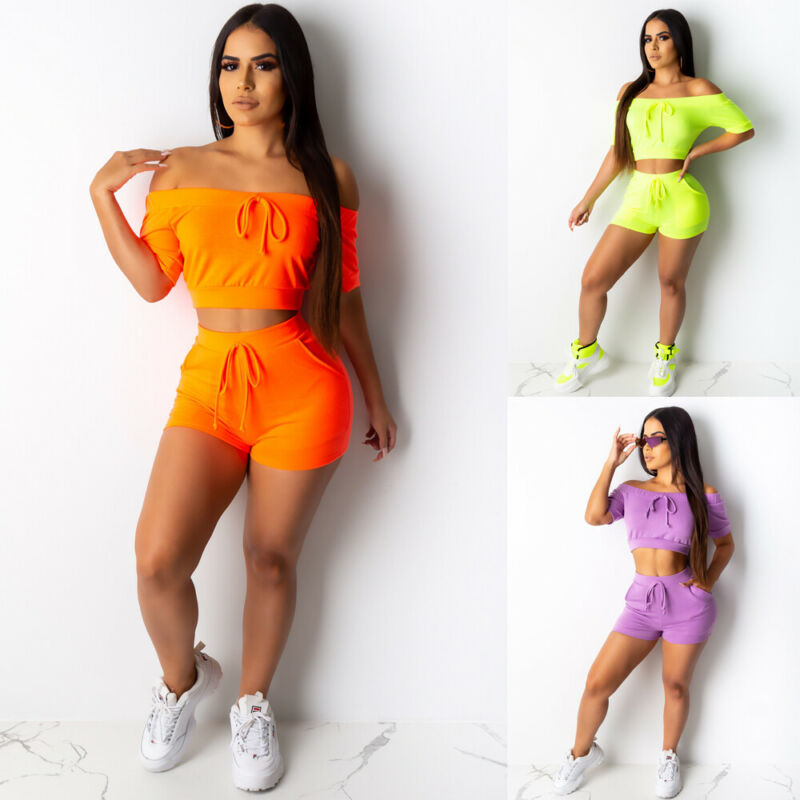 Summer 2 Piece Women's Ladies Tracksuit Stretchy Tank Top Skinny Pants Casual Outfits Clothes Set Solid