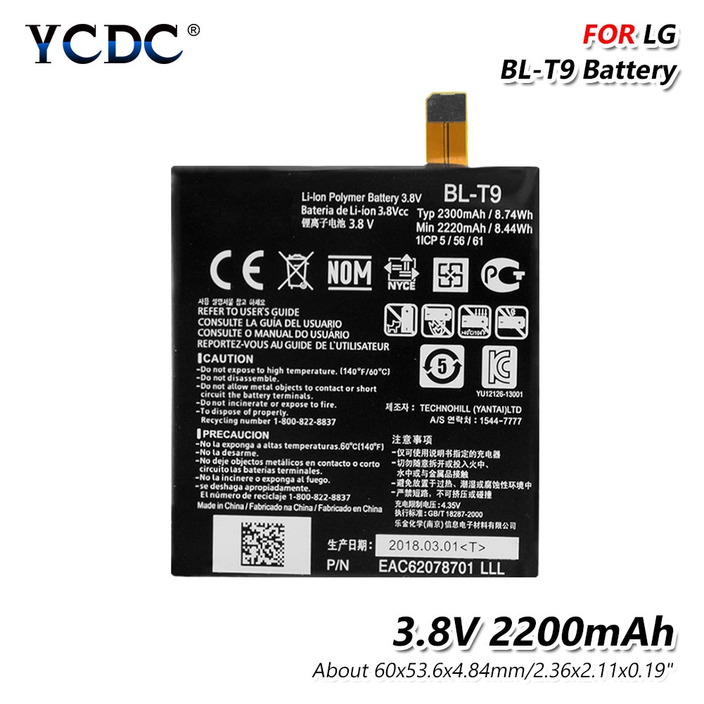 Lithium Oplaadbare Li-Ion Telefoon Batterij 2220 Mah BL-T9 BLT9 Batterij Bl T9 Voor Lg Google Nexus 5 D820 D821 Optimus G Pro E980