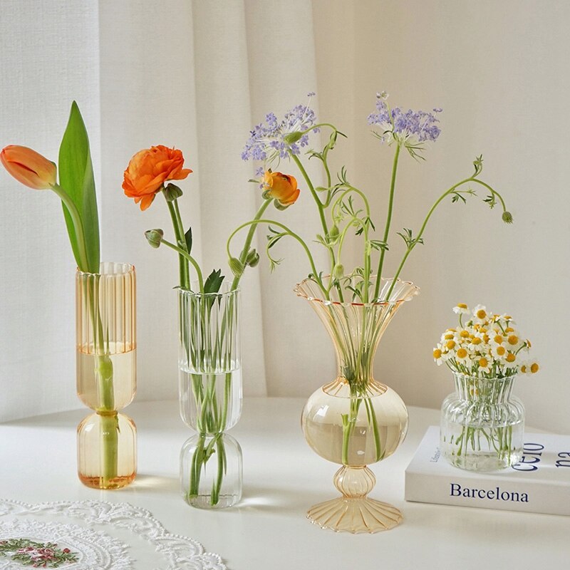 Florero de vidrio para el hogar, florero moderno para plantas hidropónicas, decoración de vidrio transparente, arreglo de flores, terrario, decoración, florero hidropónico