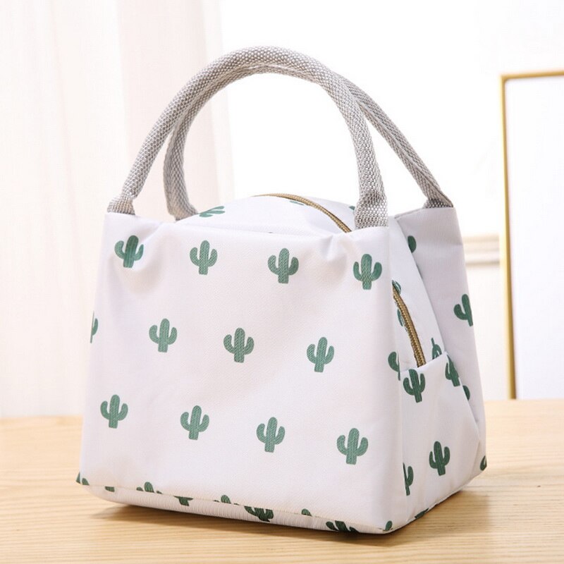 Bolsa de almuerzo aislante portátil de Cactus, bolsa térmica para comida, Picnic, almuerzo para mujeres y niños, Enfriador de patrón funcional, caja