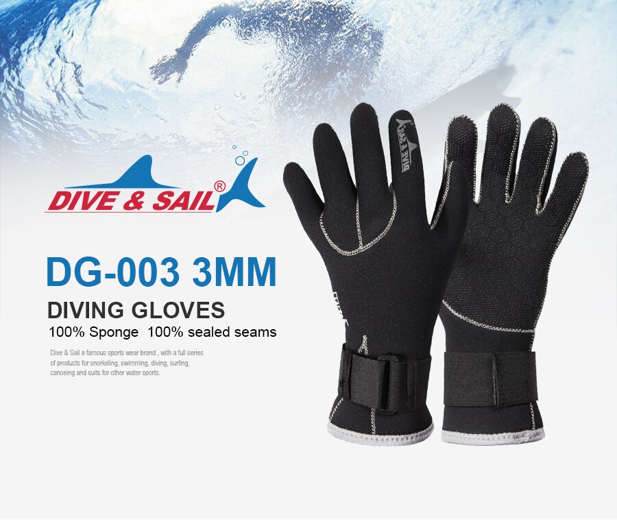 Dive & Sail 3 Mm Neopreen Scuba Dive Handschoenen Met Polsband Winter Keep Warm Zwemmen Spearfishing Snorkelen Anti-Kras apparatuur