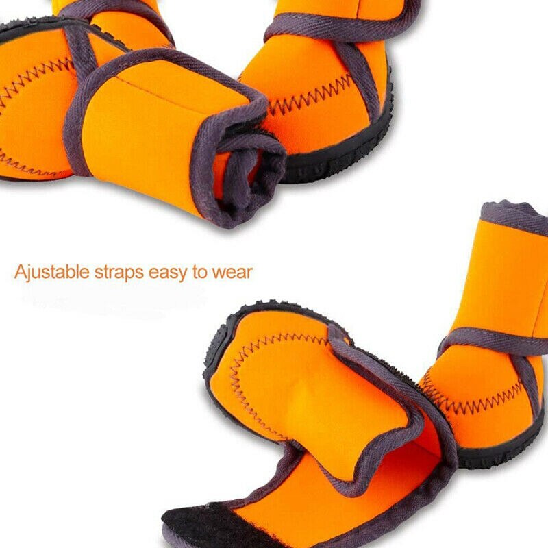 Chaussons de neige pour chiens de compagnie | Chaussures d'hiver, chaudes, imperméables, antidérapantes, chaussures de protection, bottines de pluie en caoutchouc orange, produits d'animaux pour petits chiens