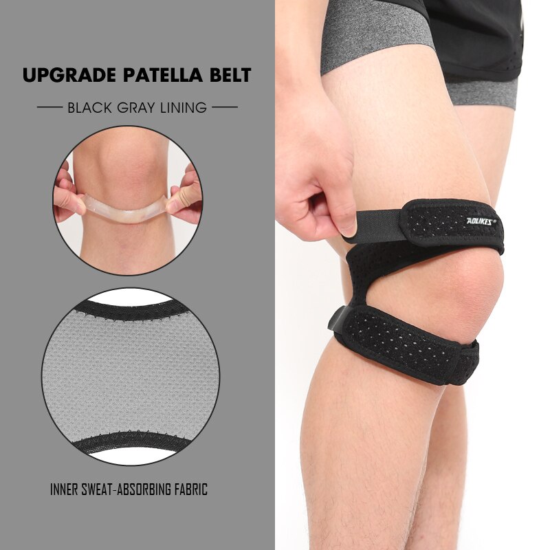 AOLIKES-Soporte de tendones ajustable para rodilla, rodilleras para correr, baloncesto, daños al aire libre, previene el gimnasio: 7928 Black / 2 Piece