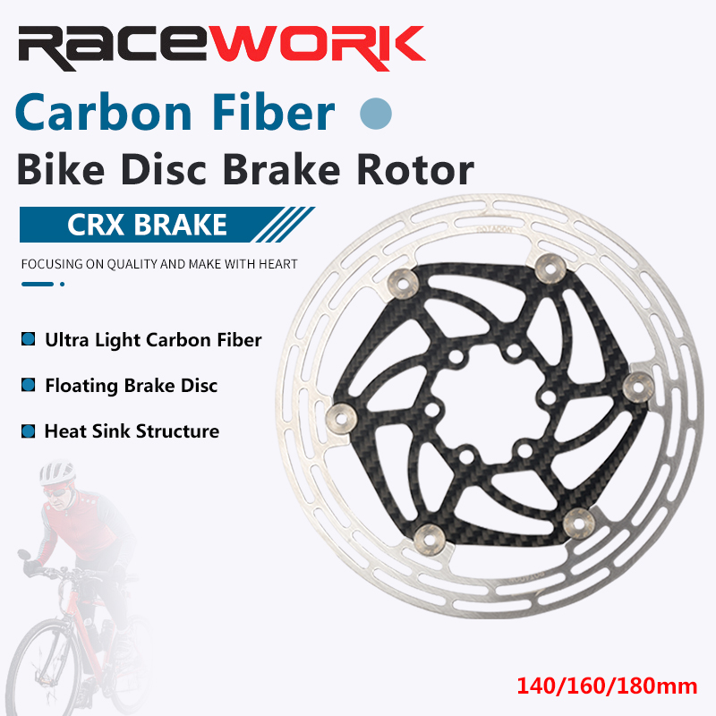 RACEWORK Carbon Faser Fahrrad Bremsscheibe MTB Rennrad Ultraleicht 6 Schrauben Schwimmenden Rotor 140mm 160mm 180mm Bremsscheibe