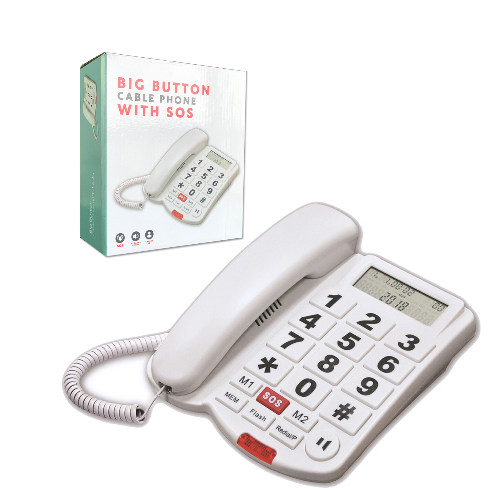 Big Button Telephone for Seniors Caller ID Landline Phones for Elderly Amplified Telefonos Home Phone for Old People with SOS