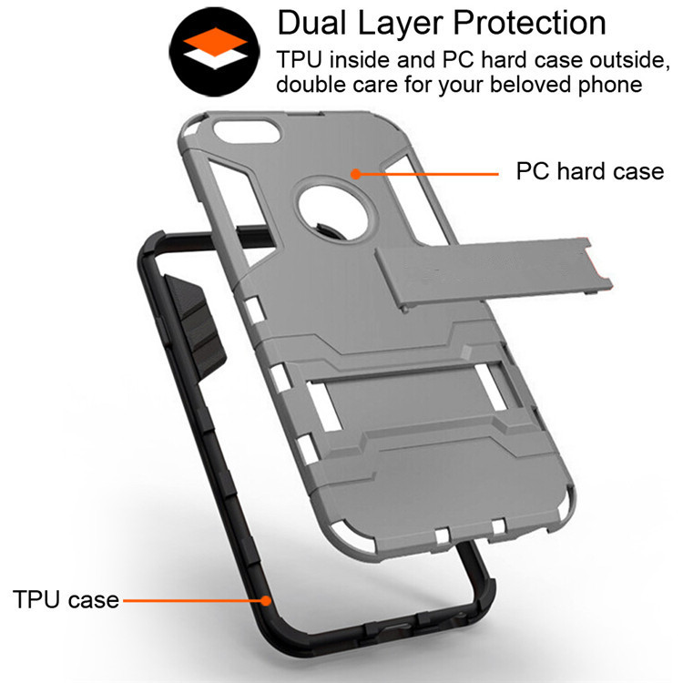 Luxury Stand Armor Phone Holder Case For iPhone 7 8 6 6S Plus X S XS Hybrid TPU+Hard PC ShockProof Back Cover for iphone 5 5S SE