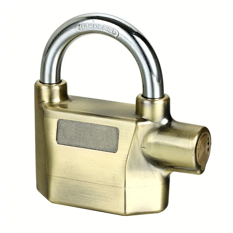 Built-in Movement Sensor Security 110db Siren Alarm Lock Universal Anti-Theft Padlock for Bicycle Motorcycle Door Gate: Gold