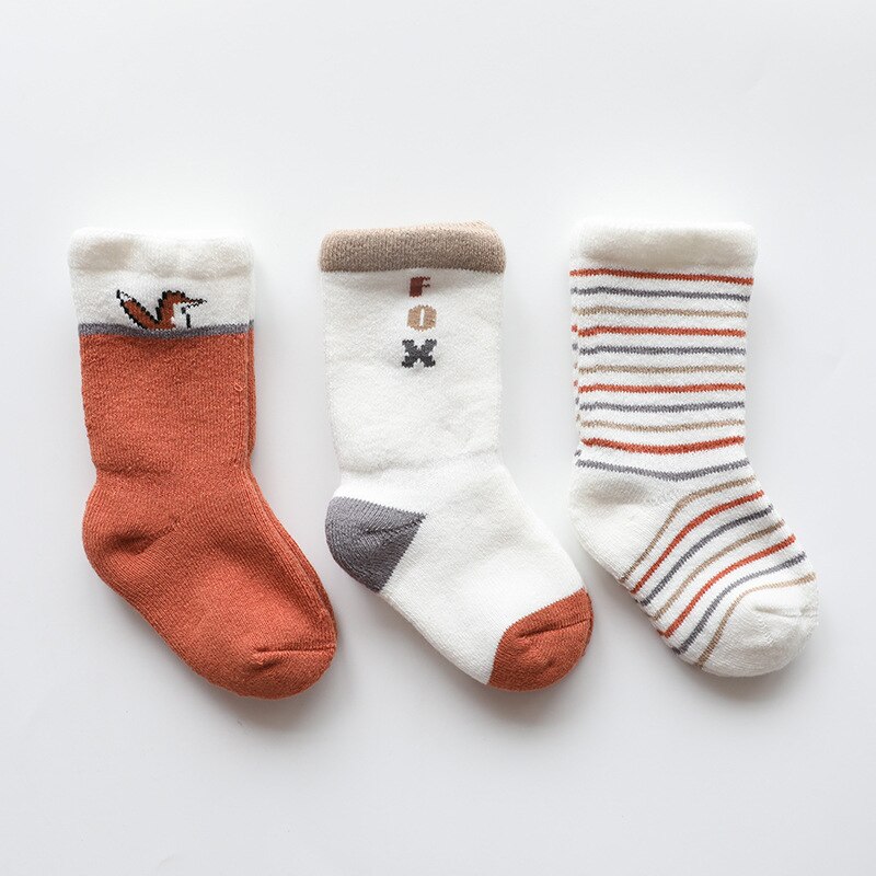 3 Paar Warme Winter Baby Sokken Leuke Zachte Herfst Pasgeboren Baby Meisjes Sokken Strepen Stippen Baby Baby Jongen Schoen Sokken kinderen Set