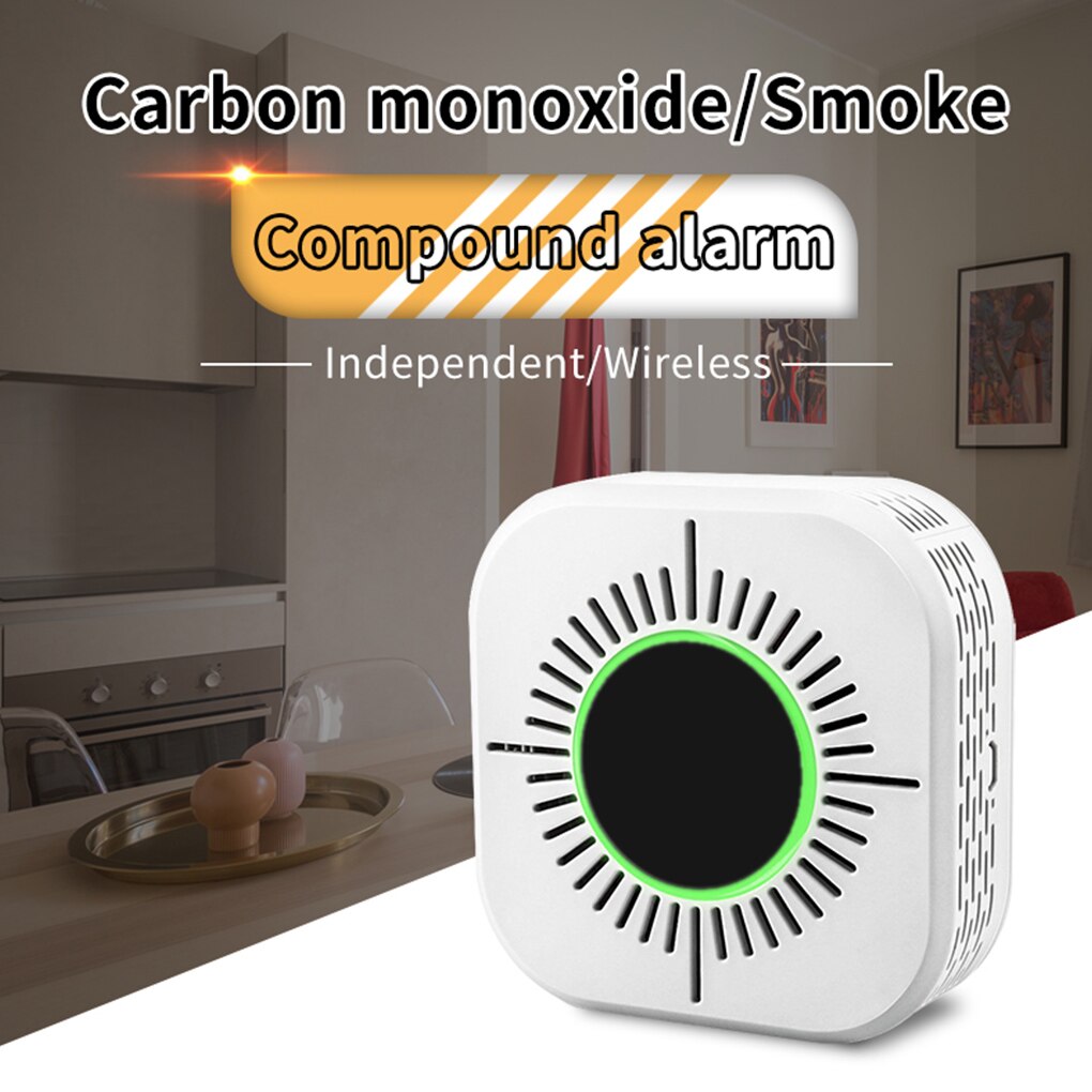 Wireless Composite Fog Detector Photoelectric Sensor 2 in 1 High Sensitivity Detection Alarm