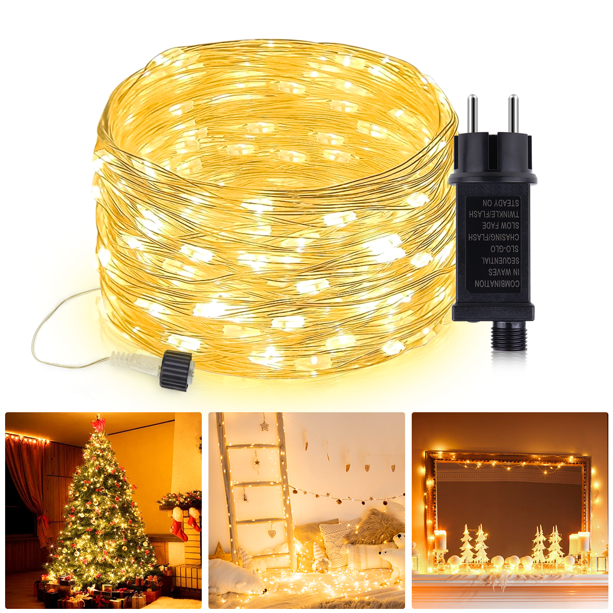 10M-100M Copper Wire Fairy Lights 220V LED String Light Wateproof Outdoor Garden Birthdays Tree Party Wedding Decoration
