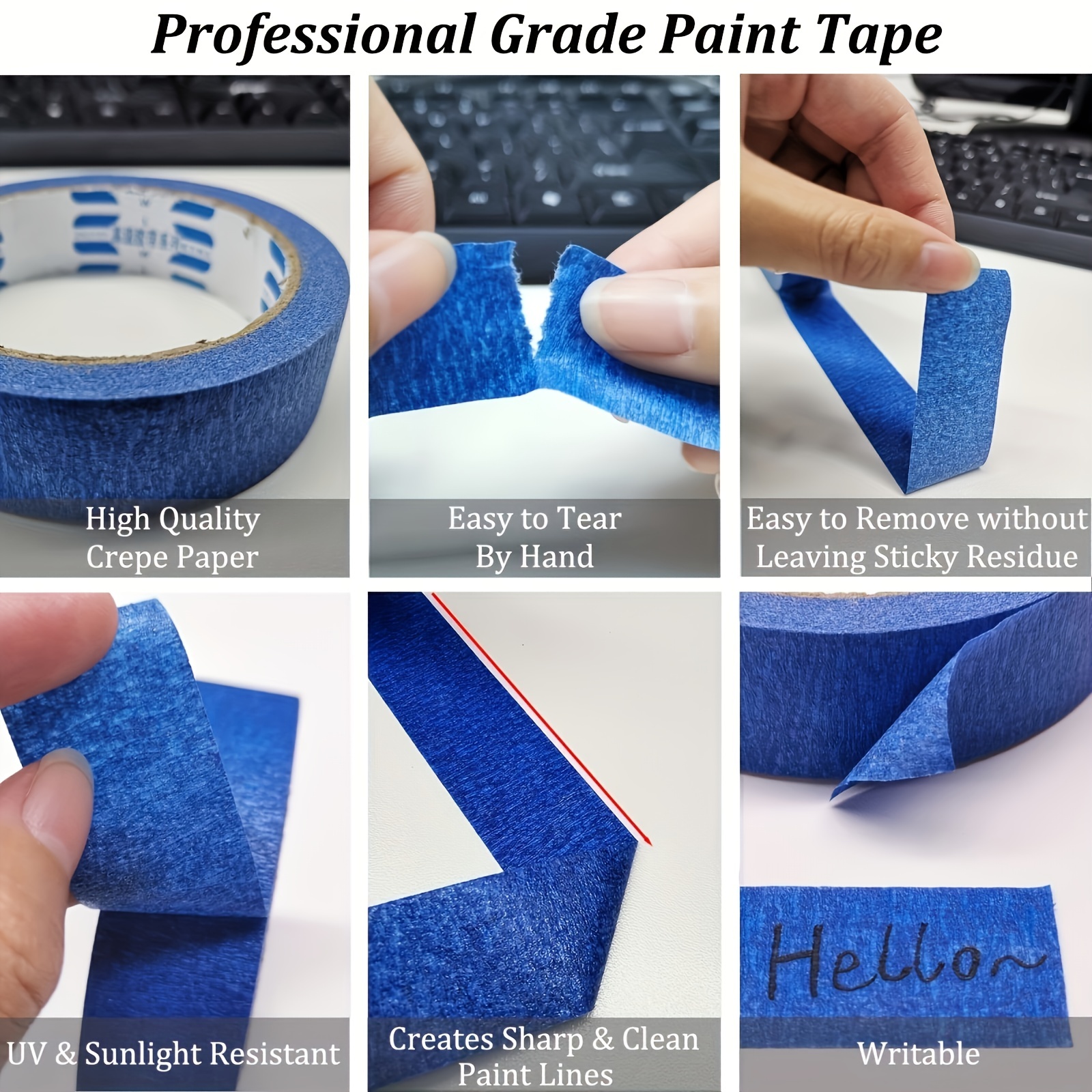 4 rollen/set verftape Multi-oppervlak maskeren te verwijderen Verftape Beveiliging Muurschildering Ambachten Kunst Bouw Thuis 20 m/rol