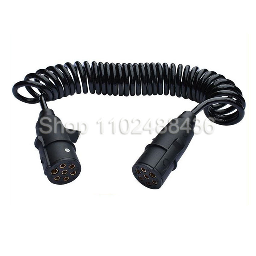 Kabel für LKW-Anhänger, Verbindungskabel für Sattelauflieger, 7-adriges Spiralkabel, Montage für Stromspule, Anhänger, abtrennbare elektrische Stecker: Default Title