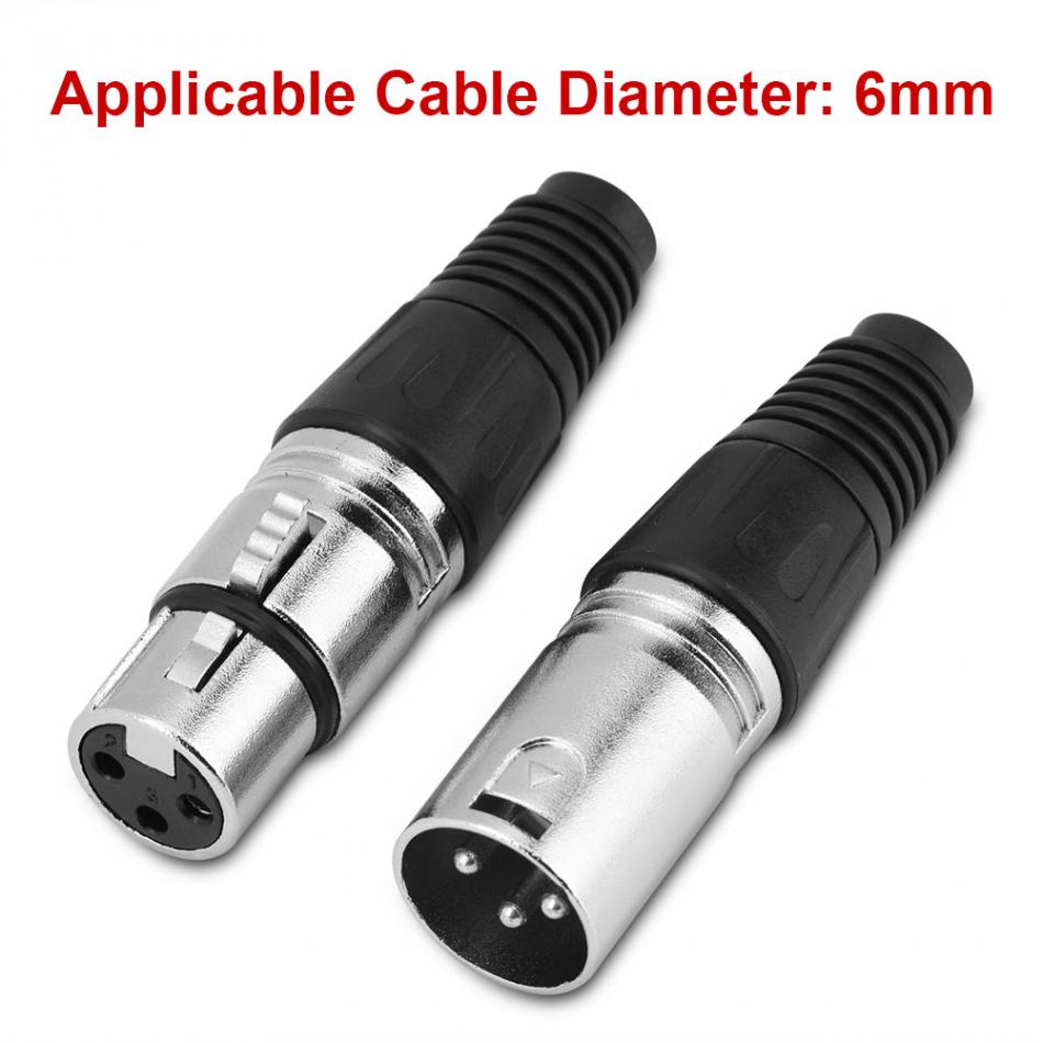 5 Pairs of Male Plug + Female Jack 3 Pin XLR Microphone Mixer Amplifier Cable Connector Silver/Black Mic Adaptor 14 * 13 * 2cm