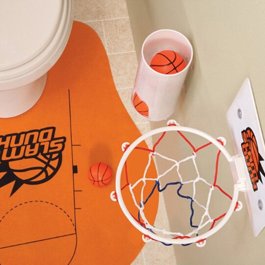 Grappig Toiletten Basketbal Set Met Basketbal Hoepel 3 Ballen En Mat Wc Game Indoor Training Mannen Jongen Funny Games #20