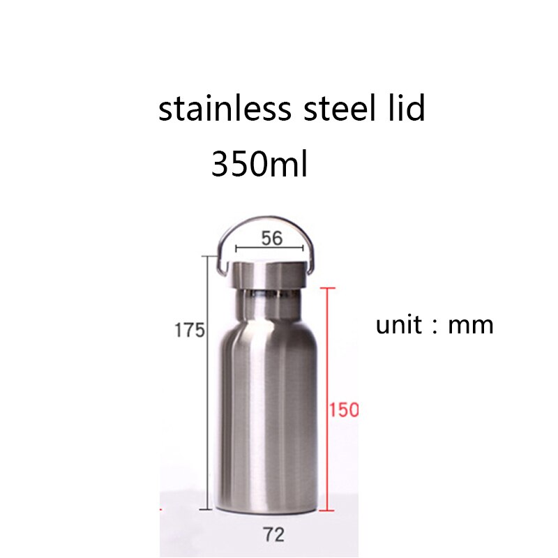 stainless steel thermos bottle double wall water bottle for travel camping hiking cycling: 350ml stainless lid