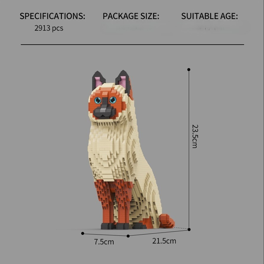Mini Blocks Dog Realistic Animal Golden Retriever Kit Persian Ragdoll Cat STEM Educational Toy Home Decoration: Blue