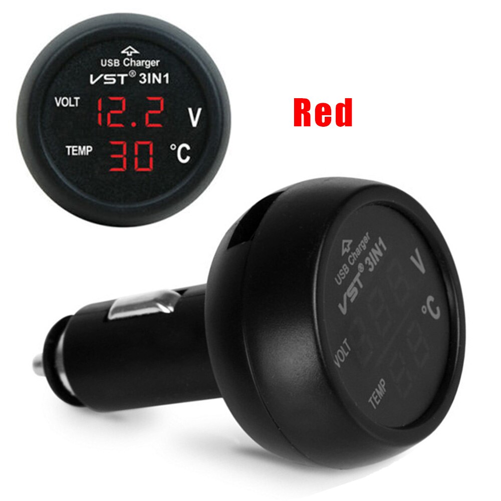 Digitale Auto Voltmeter Thermometer Usb Charger Thermometer Usb Lader Universele: Red