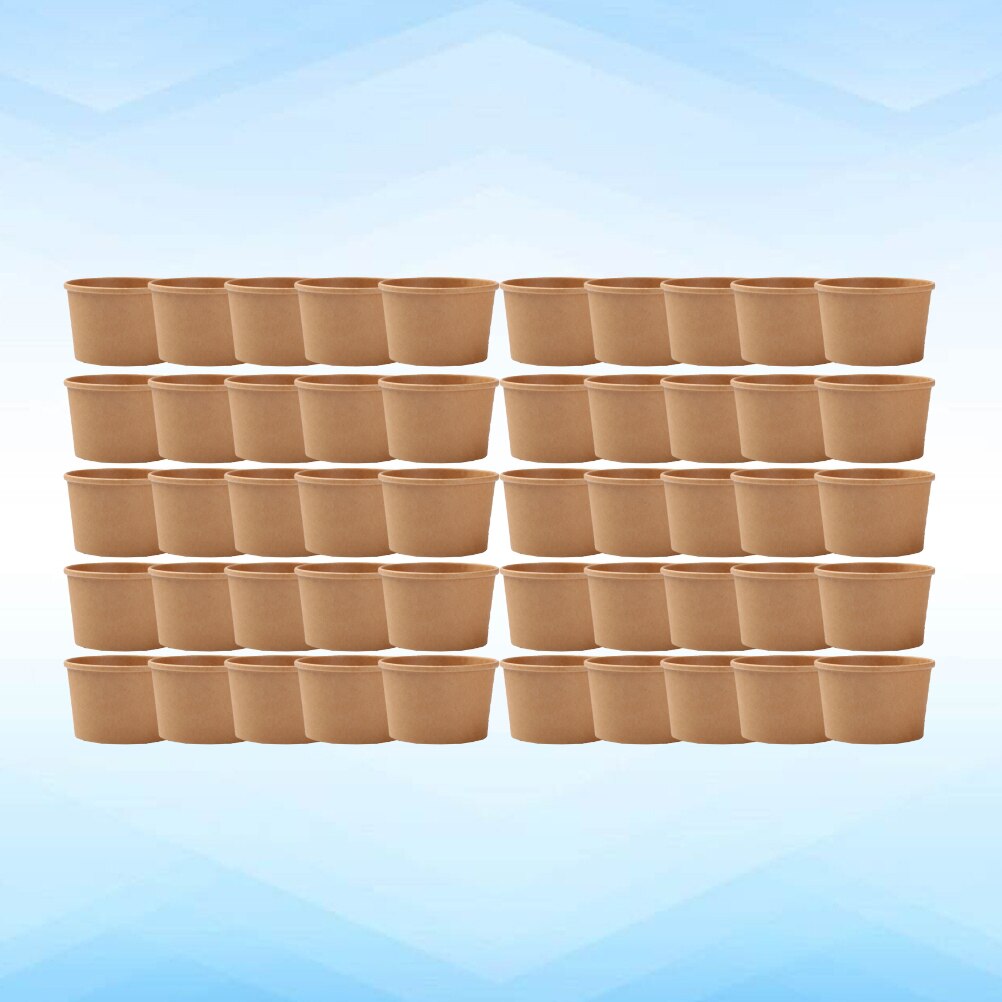 50pcs 8 ounce kraft paper soup cup disposable meal grandado