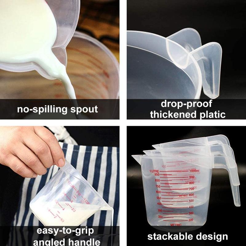 1pc 250/500/1000ML Plastic Measuring Cup Jug Kitchen Tool Supplies cup for Baking Beaker Liquid Measure Cup Container