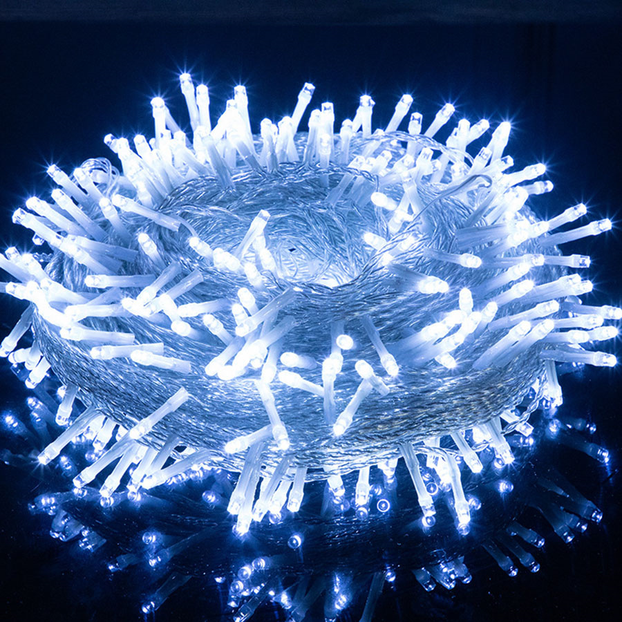 30M 50M 100M guirlande lumineuse LED de noël 8 Modes fête de guirlande de mariage lumière Icile lampe de décoration extérieure de jardin Patio: WHITE / 0-5W