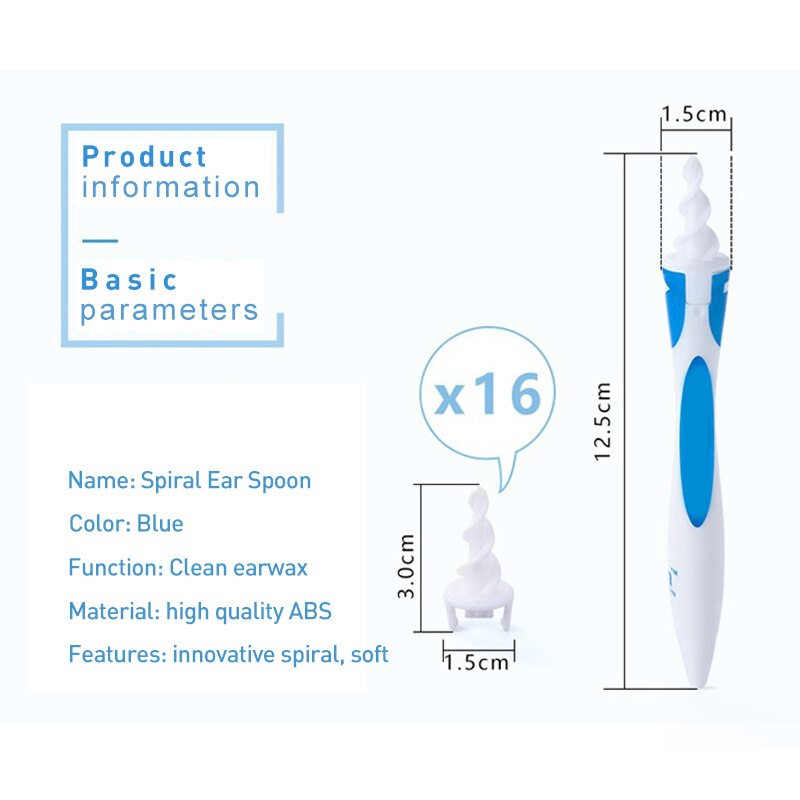 Ear Wax Removal Tool Soft Spiral Rotating Ear Cleaner Ear Cleaning For Earwax Removal Ears Plugs Spirals Tool 16 Replacement