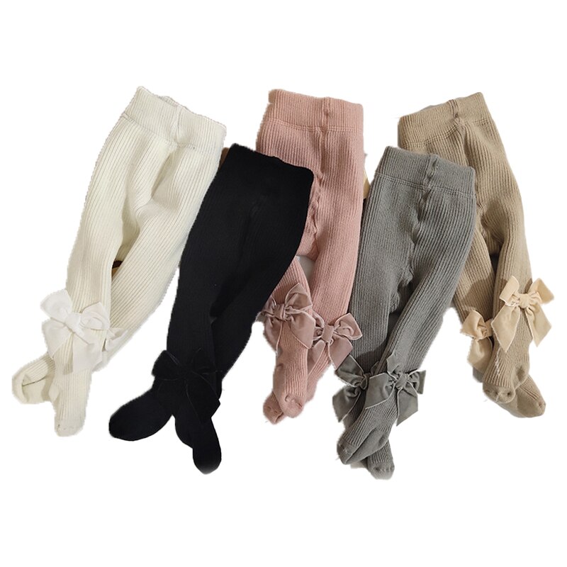 Große samt Band bowknot seite Baby mädchen strumpfhosen Weihnachten baumwolle Kleinkind Baby strumpfhosen für mädchen Gamaschen dicke socken