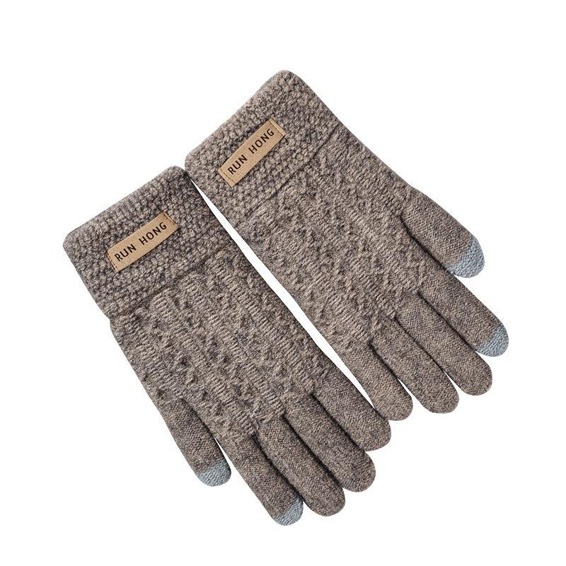 Men's and Women's Winter Woolen Gloves Thickened and Velvet Knitted Wool Warmth Riding Men's and Women's Touch Screen Glove