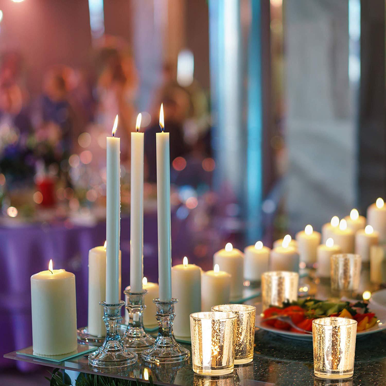 Velas de decoración para salón ins, 12 Uds., velas decorativas doradas de cristal para boda, velas, fabricación de tarros