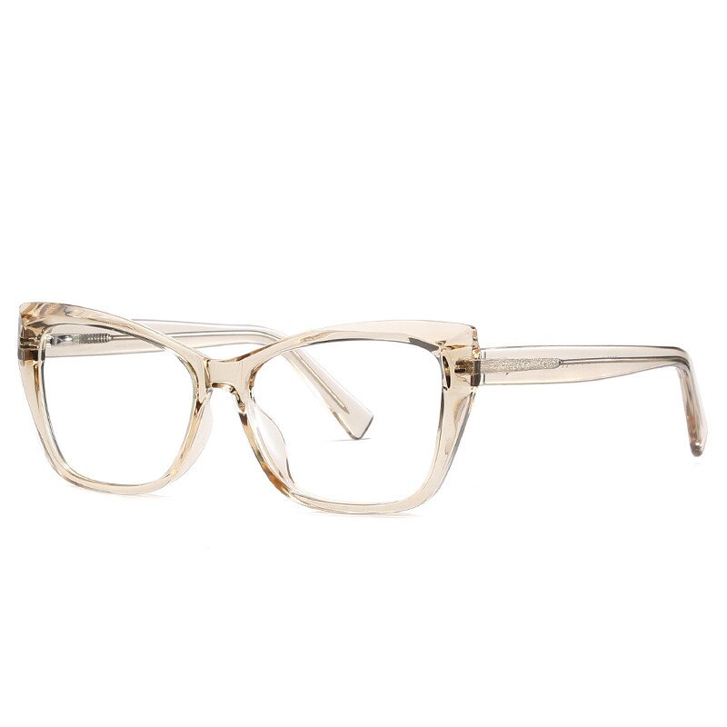 Gafas de prescripción montura de gafas de acetato tendencia de ojo de gato para mujeres gafas ópticas para lentes de receta: Champagne