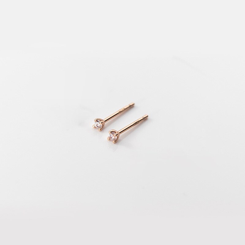 Mini-Zirkon-Ohrstecker aus 925er-Sterlingsilber, echter feiner Schmuck, minimalistische kleine Ohrstecker für Frauen, Silber 925, koreanisches Mädchen: Gold