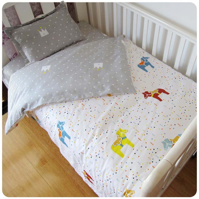 Søde baby krybbe sengetøj sæt 100%  bomuld inkluderet flade lagner baby sengetøj skyer fyr krone mønster til piger: No1