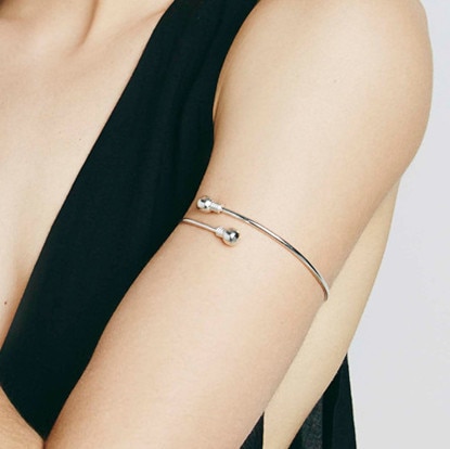 Pulseira simples banhada à prata do ouro, bracelete para braços abertos ajustável, joia simples