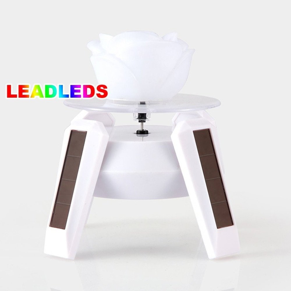 4 pieces white Battery and Solar display stand Double powered Solar turntable display