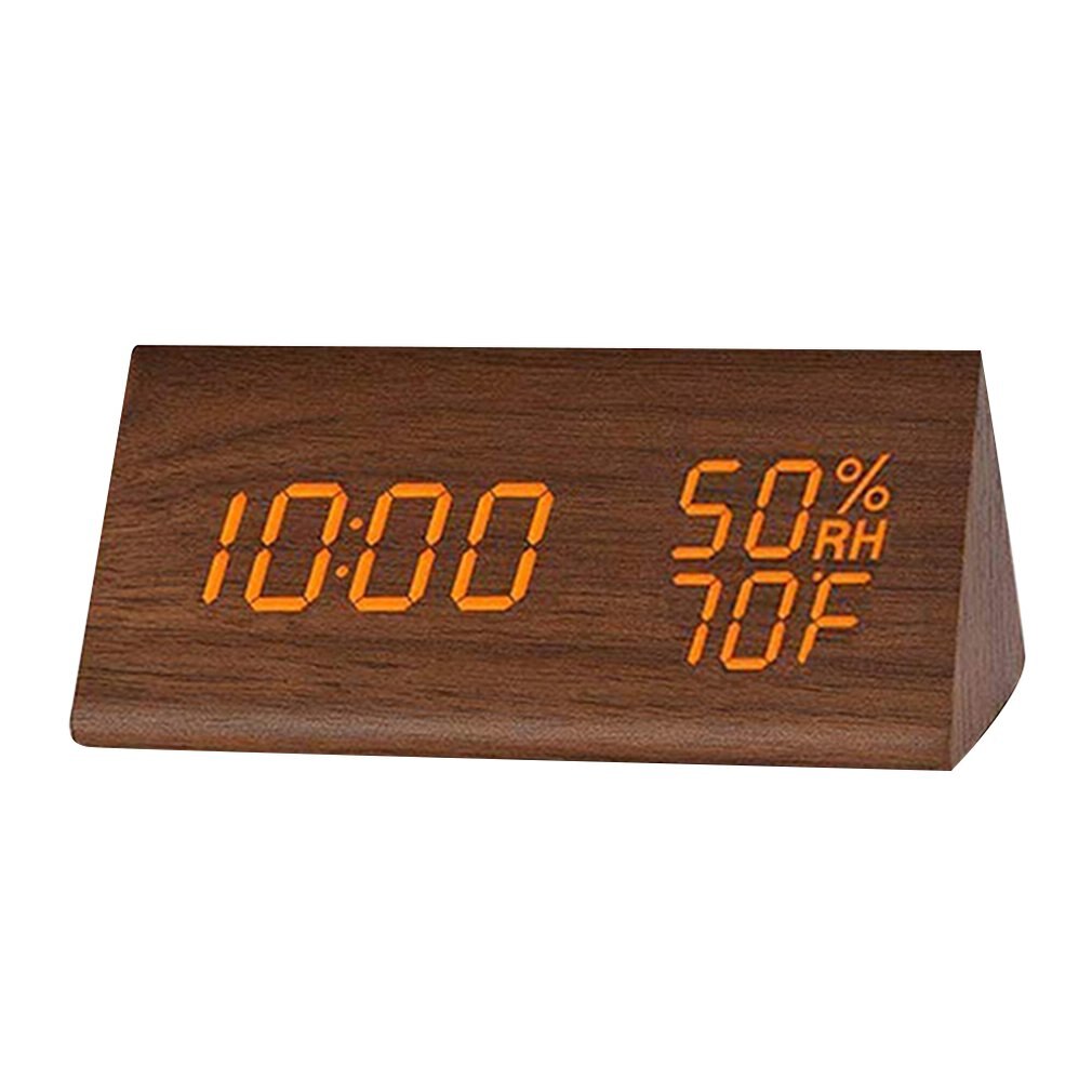 Desktop Tafel Digitale Vochtigheid Thermometer Mode Hout Mute Lichtgevende Led Elektronische Wekker Met Dual Plus Alarm Instelling