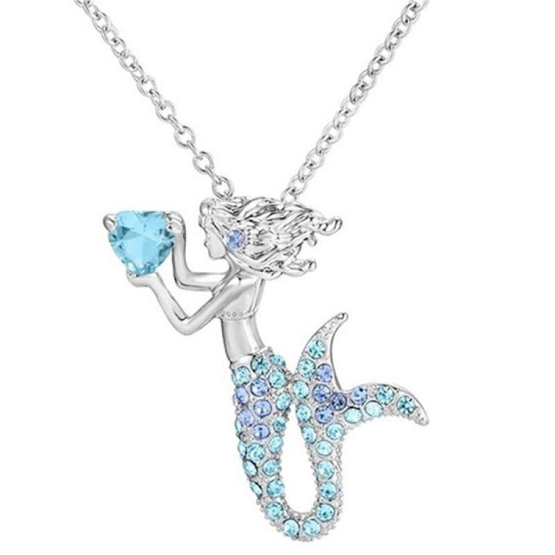 Ciondolo di cristallo di moda collana di cristallo a buon mercato gioielli di cristallo all&#39;ingrosso per accessori da donna ciondolo principessa sirena: blue