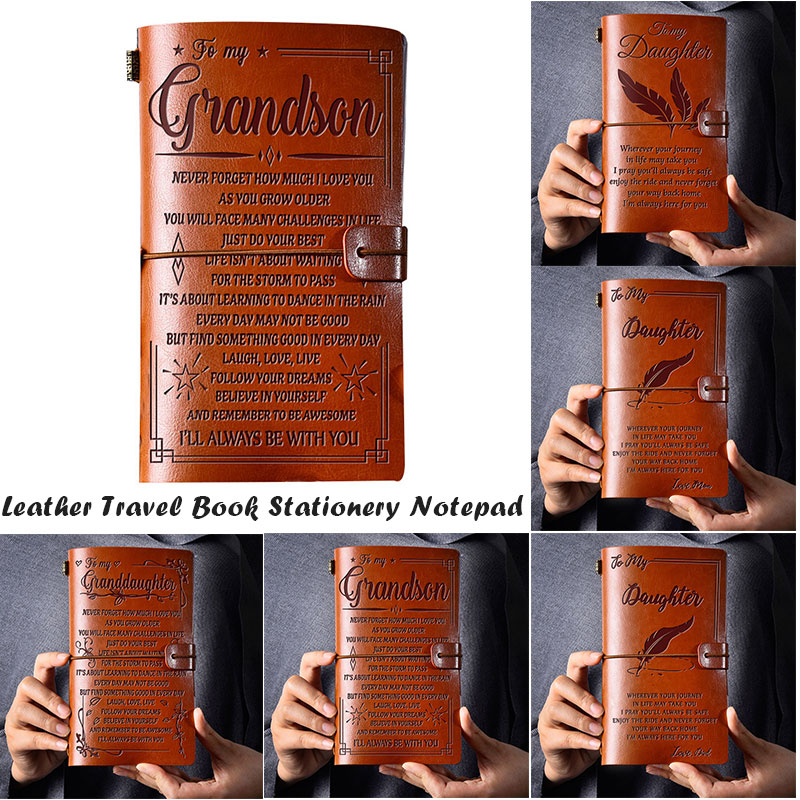 Vintage Engraved Journals Retro PU Leather Notebook Diary Notepad Note Book Stationery Traveler Journals
