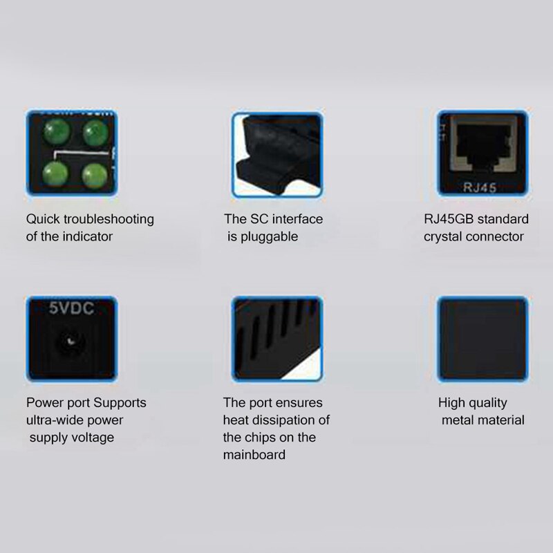 100M Single and Dual Fiber Single Multimode 2 Optical 4 Electric Optical Fiber Transceiver-US Plug