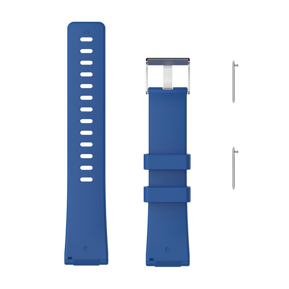 Silicone pulseiras de relógio para fitbit versa 2 esporte macio pulseira de substituição pulseira para fitbit versa lite acessório: Azul / L