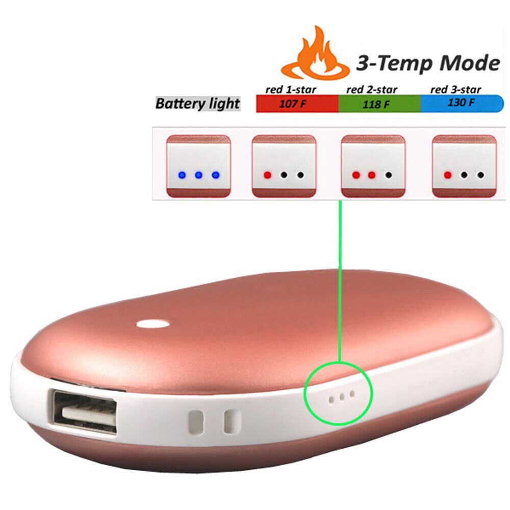 Chauffe-mains Portable 5V 5200mAh | Avec batterie externe, multifonction, poche Double latérale, chauffe-mains hiver, chargeur USB