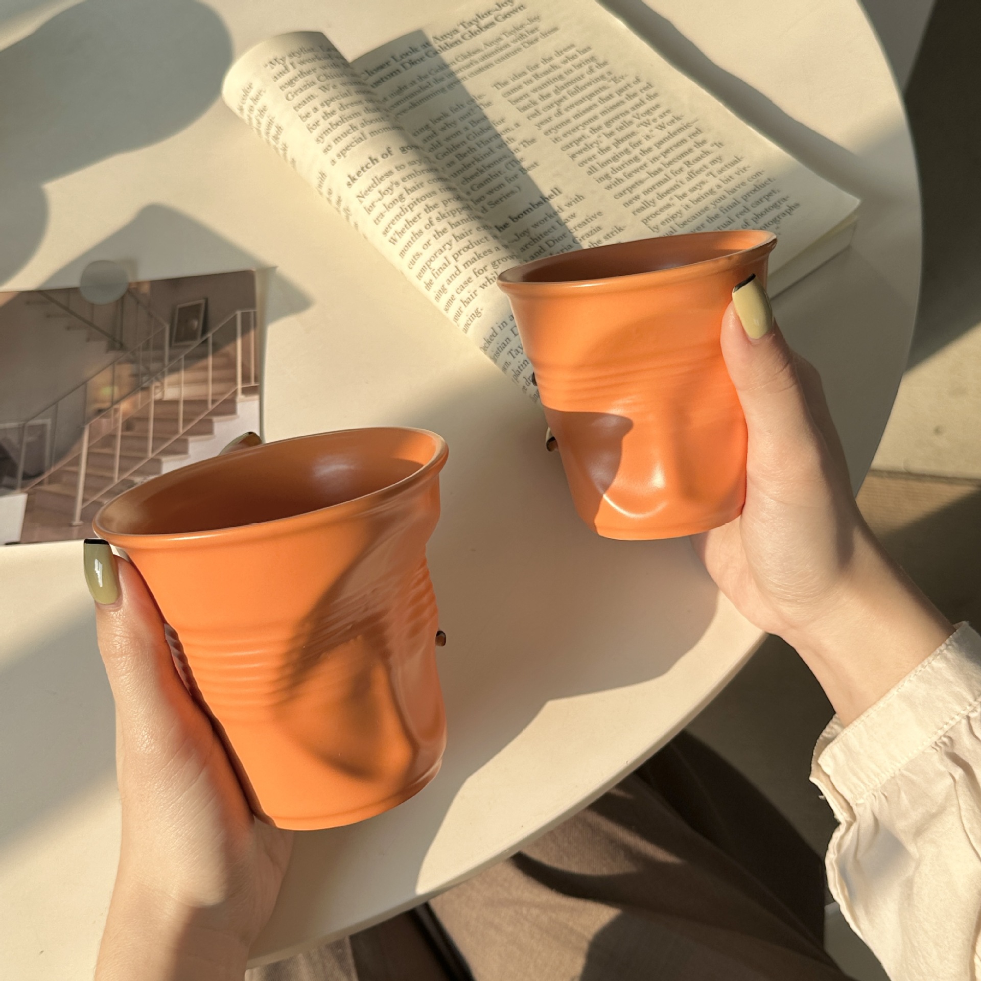 Taza de café Irregular de cerámica, taza de café de Color puro de 200/400ml, taza de leche, bebidas de té, taza de agua, tazas de vaso para el hogar y la Oficina