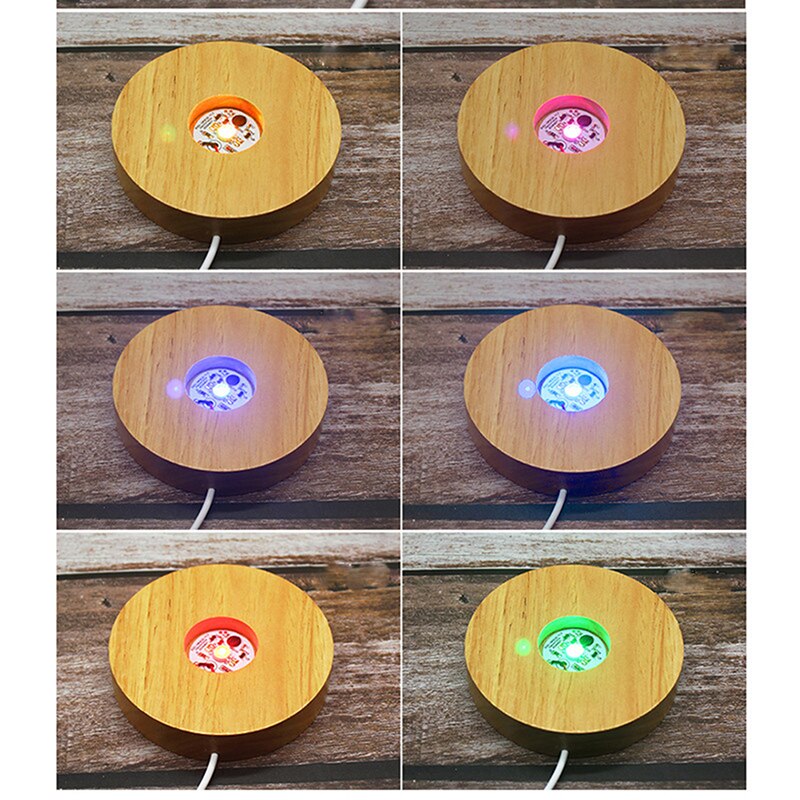 Wood led Light Base Rechargeable Remote Control Wooden LED Light Rotating Display Stand Lamp Holder Lamp Base Art Ornament