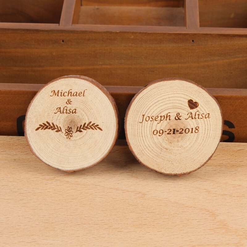 2pcs Custom Wooden Fridge Magnets Rustic Refrigerator Magnets Christening Baptism baby shower Wedding Favor