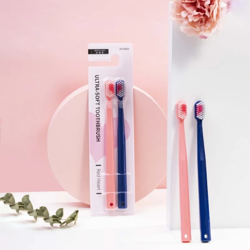 1 par de cepillos de dientes para parejas, cepillo de dientes con forma de corazón, caja de cristal romántica, cepillo de dientes suave Nano, cepillo de dientes para adultos, de boda para parejas