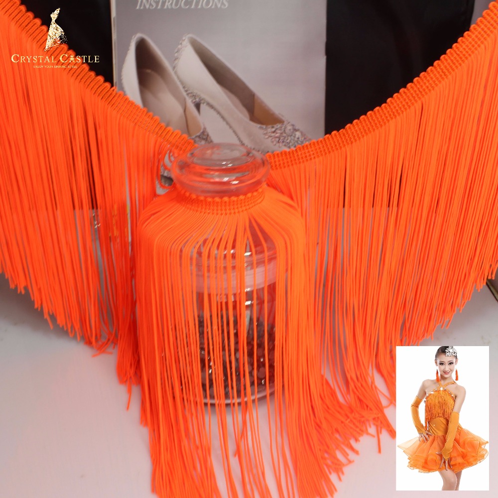 Crystal kasteel 20 cm oranje zachte gordijn polyamide fringe trim latin kleding kant accessoires bikini franje tassel voor jurken