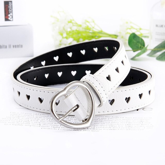 Sweetheart Buckle with Adjustable Ladies Luxury Brand Cute Heart-shaped Thin Belt Punk Belts: 14