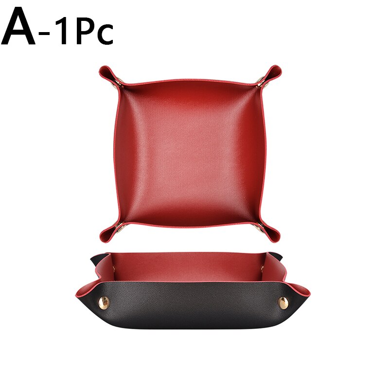 nordisch Stil Faux Leder Ablage Kasten Multi-zweck Druckknopf Schmuck Kosmetik Schlüssel Platte Platz Schreibtisch Organisation: A-S