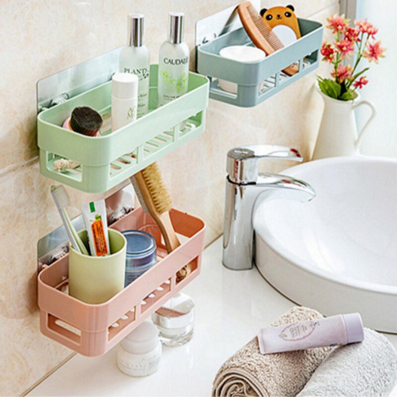 Étagère murale multifonction, coin à pression, en plastique, pour salle de bain, Drainage, rangement de douche
